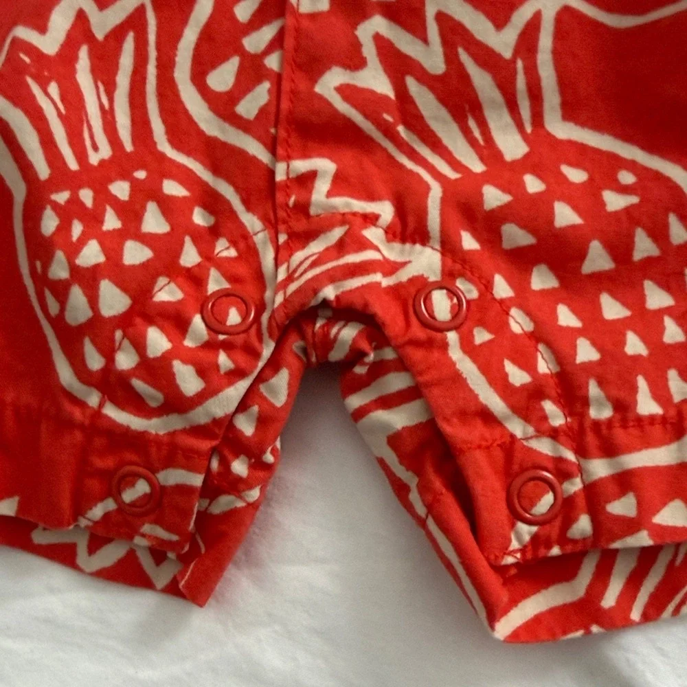 Carter's Red Pineapple Romper + Neutral & Blue Summer Onesies Set 6-months
